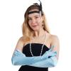 imageSpooktacular Creations Long Opera Party Gloves 1920s Satin Gloves Costume for Women Silk Stretchy Elbow Length Size 21 inchAquablue