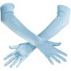 imageSpooktacular Creations Long Opera Party Gloves 1920s Satin Gloves Costume for Women Silk Stretchy Elbow Length Size 21 inchAquablue