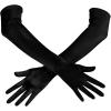 imageSpooktacular Creations Long Opera Party Gloves 1920s Satin Gloves Costume for Women Silk Stretchy Elbow Length Size 21 inchBlack