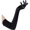 imageSpooktacular Creations Long Opera Party Gloves 1920s Satin Gloves Costume for Women Silk Stretchy Elbow Length Size 21 inchBlack
