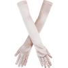 imageSpooktacular Creations Long Opera Party Gloves 1920s Satin Gloves Costume for Women Silk Stretchy Elbow Length Size 21 inchChampagne