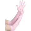 imageSpooktacular Creations Long Opera Party Gloves 1920s Satin Gloves Costume for Women Silk Stretchy Elbow Length Size 21 inchPink