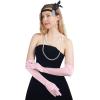 imageSpooktacular Creations Long Opera Party Gloves 1920s Satin Gloves Costume for Women Silk Stretchy Elbow Length Size 21 inchPink