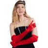 imageSpooktacular Creations Long Opera Party Gloves 1920s Satin Gloves Costume for Women Silk Stretchy Elbow Length Size 21 inchRed