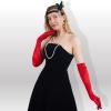 imageSpooktacular Creations Long Opera Party Gloves 1920s Satin Gloves Costume for Women Silk Stretchy Elbow Length Size 21 inchRed
