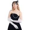 imageSpooktacular Creations Long Opera Party Gloves 1920s Satin Gloves Costume for Women Silk Stretchy Elbow Length Size 21 inchWhite