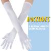 imageSpooktacular Creations Long Opera Party Gloves 1920s Satin Gloves Costume for Women Silk Stretchy Elbow Length Size 21 inchWhite