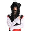 imageSpooktacular Creations Mens Black Pirate Wig with 1 Mustache Halloween Wig for Adults Cosplay Party Accessories