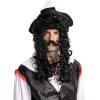 imageSpooktacular Creations Mens Black Pirate Wig with 1 Mustache Halloween Wig for Adults Cosplay Party Accessories