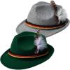 imageSpooktacular Creations Oktoberfest Hats 2 PCS German Oktoberfest Costume Accessories Set Green Gray Felt Fedora Retro Hats for Adults Bavarian Alpine Halloween Dress Up RolePlay PartyGreengray