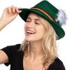 imageSpooktacular Creations Oktoberfest Hats 2 PCS German Oktoberfest Costume Accessories Set Green Gray Felt Fedora Retro Hats for Adults Bavarian Alpine Halloween Dress Up RolePlay PartyGreenblack