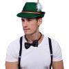 imageSpooktacular Creations Oktoberfest Hats 2 PCS German Oktoberfest Costume Accessories Set Green Gray Felt Fedora Retro Hats for Adults Bavarian Alpine Halloween Dress Up RolePlay PartyGreengray