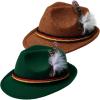 imageSpooktacular Creations Oktoberfest Hats 2 PCS German Oktoberfest Costume Accessories Set Green Gray Felt Fedora Retro Hats for Adults Bavarian Alpine Halloween Dress Up RolePlay PartyGreenbrown