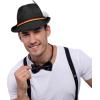 imageSpooktacular Creations Oktoberfest Hats 2 PCS German Oktoberfest Costume Accessories Set Green Gray Felt Fedora Retro Hats for Adults Bavarian Alpine Halloween Dress Up RolePlay PartyGreenblack