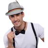 imageSpooktacular Creations Oktoberfest Hats 2 PCS German Oktoberfest Costume Accessories Set Green Gray Felt Fedora Retro Hats for Adults Bavarian Alpine Halloween Dress Up RolePlay PartyGreengray