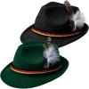 imageSpooktacular Creations Oktoberfest Hats 2 PCS German Oktoberfest Costume Accessories Set Green Gray Felt Fedora Retro Hats for Adults Bavarian Alpine Halloween Dress Up RolePlay PartyGreenblack