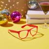imageSpooktacular Creations Purple Nerd Glasses with Clear Lenses Purple Square Eyeglasses Nerd Costume Accessories Retro Costume Glasses for Men Women Halloween Costumes Party Cosplay PropsRed