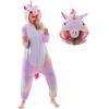 imageSpooktacular Creations Unisex Adult Pajama Unicorn Halloween Jumpsuit Plush Sleepwear Costume for Halloween CosplayPink