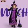 imageSpooktacular Creations Witch Costume for Girls Toddler Black Purple Dark Witch Print Dress for Kids Halloween Themed Party