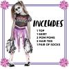 imageSpooktacular Creations Zombie Halloween Cheerleader Costume Girls Scary Cheerless Costume Kids Dead Cheerleading Outfit for Halloween Role Play Themed Parties Red White MPurple Black