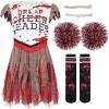 imageSpooktacular Creations Zombie Halloween Cheerleader Costume Girls Scary Cheerless Costume Kids Dead Cheerleading Outfit for Halloween Role Play Themed Parties Red White MRed White