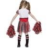 imageSpooktacular Creations Zombie Halloween Cheerleader Costume Girls Scary Cheerless Costume Kids Dead Cheerleading Outfit for Halloween Role Play Themed Parties Red White MRed White