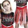 imageSpooktacular Creations Zombie Halloween Cheerleader Costume Girls Scary Cheerless Costume Kids Dead Cheerleading Outfit for Halloween Role Play Themed Parties Red White MRed Black