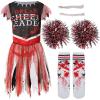 imageSpooktacular Creations Zombie Halloween Cheerleader Costume Girls Scary Cheerless Costume Kids Dead Cheerleading Outfit for Halloween Role Play Themed Parties Red White MRed Black