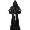 imageSpooktacular Creations Adult Medieval Hooded Monk Cloak Renaissance Priest Robe Halloween CostumeBlack