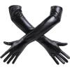 imageSpooktacular Creations Black Wet Look Long Gloves Faux Patent Leather Dress Gloves for Women Halloween Costume Accessory Evening Opera Party Cosplay Photoshoot