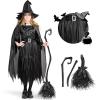 imageSpooktacular Creations Classic Kids Witch Costume Toddler Gothic Sorceress Black Witch Dress with Broom and Hat for Girls Halloween Themed Parties MMedium810 yrs