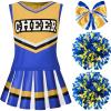 imageSpooktacular Creations Girl Cheerleader Costume Halloween Cute Cheer Uniform Outfit with Accessories for Dress Up PartiesYellow Blue