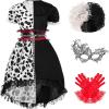 imageSpooktacular Creations Girl Dalmatian Costume Polka Dots Dress Set for Girls Halloween Dress up and Costume parties