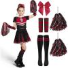 imageSpooktacular Creations Halloween Cheerleader Costume Girls Bad Spirit Costume for Kids Skull Scary Outfit with AccessoriesBlack Red