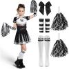 imageSpooktacular Creations Halloween Cheerleader Costume Girls Bad Spirit Costume for Kids Skull Scary Outfit with AccessoriesBlack White