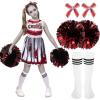 imageSpooktacular Creations Halloween Cheerleader Costume for Girls Kids Zombie Cheerleader Outfit Dead Fearleader DressRed White
