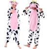 imageSpooktacular Creations Halloween Cow Pajama Adult Unisex Cow Costume Animal Hooded Jumpsuit Costume for Themed Cosplay PartyPink White