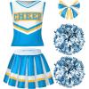 imageSpooktacular Creations Halloween Girl Cheerleader Costume Cheer Uniform Set Cheerleading Outfit for Halloween DressUp PartySky Blue