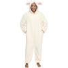 imageSpooktacular Creations Halloween Lamb Pajama Lamb Costume Adults Unisex Animal Hooded Jumpsuit for Halloween Party Costume