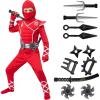 imageSpooktacular Creations Halloween Ninja Costume Ninja Outfit Set for Kids Halloween Costumes for Boys Dress Up PartyRedsilver