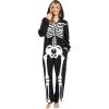 imageSpooktacular Creations Halloween Skeleton Pajama Adult Skeleton Costume Hooded Jumpsuit Cosplay Costume Sleepwear HomewearBlack