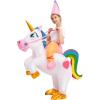 imageSpooktacular Creations Halloween Unicorn Costume Kids Inflatable Riding a Unicorn Colorful Air Blowup Deluxe Set with Hat Rideon Halloween Parties Costumes White 46 YrsWhite
