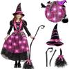 imageSpooktacular Creations Halloween Witch Costume Kids Light Up Witch Dress with Hat and Broom for Girls Toddlers Bat Outfit Set for Halloween Costumes Role Play Parties Purple 3T34 yrsPink