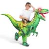 imageSpooktacular Creations Kids Halloween Raptor Inflatable Costume LED Eyes Ride Raptor Dinosaur Blow Up for Halloween PartyGreen