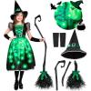 imageSpooktacular Creations Lightup Witch Costume for Girls Toddlers Print Witch Outfit Set for Kids Halloween Dress Up PartiesGreen