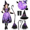 imageSpooktacular Creations Lightup Witch Costume for Girls Toddlers Print Witch Outfit Set for Kids Halloween Dress Up PartiesPurple