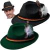 imageSpooktacular Creations Oktoberfest Hats 2 PCS German Oktoberfest Costume Accessories Set Green Gray Felt Fedora Retro Hats for Adults Bavarian Alpine Halloween Dress Up RolePlay PartyGreenblack
