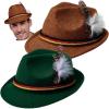 imageSpooktacular Creations Oktoberfest Hats 2 PCS German Oktoberfest Costume Accessories Set Green Gray Felt Fedora Retro Hats for Adults Bavarian Alpine Halloween Dress Up RolePlay PartyGreenbrown