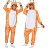 imageSpooktacular Creations Unisex Adult Giraffe Pajama Plush Jumpsuit Pajamas with Hat and Tail for Halloween Costume PartyYellow