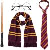 imageSpooktacular Creations Wizard Costume Accessories Set with Glasses Tie Wand and Scarf for Kids Adults Girls Boys Halloween Dressup Party Cosplay Accessories Wizard Costume Props